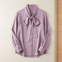 Chemisier lavallière en soie de mûrier – Lilas