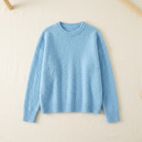 Pull en alpaga 78% maille brossée manches tombantes femme - coloris Bleu Ciel | StudioSoie