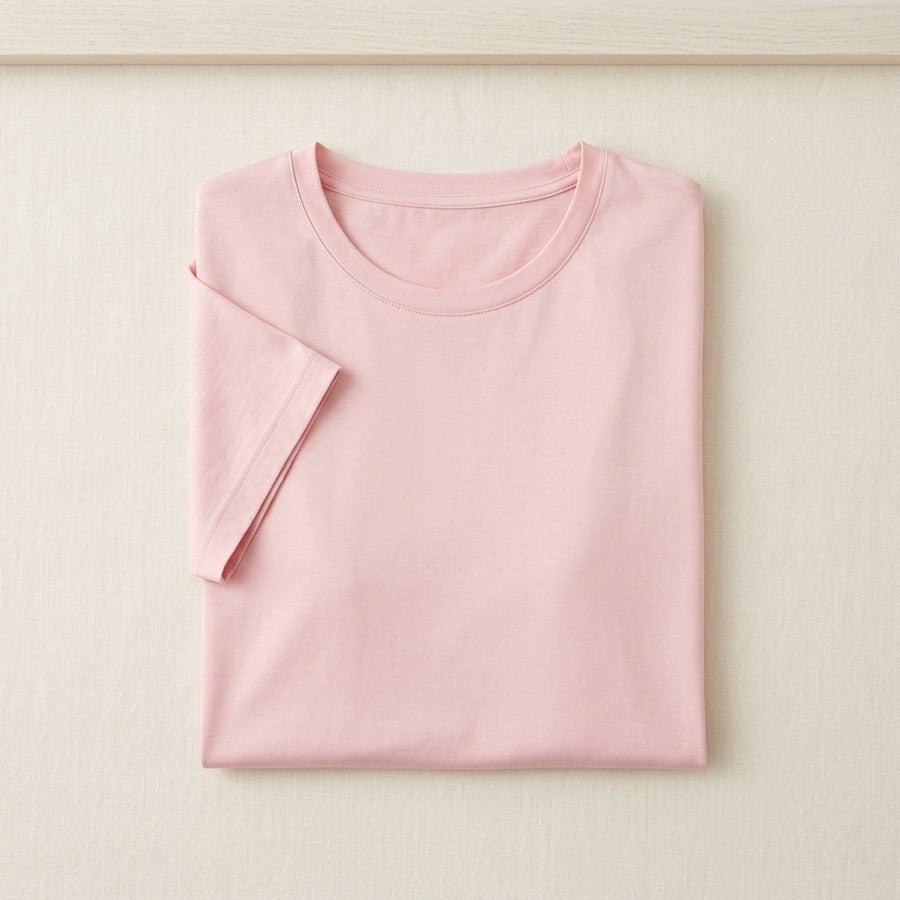 T-shirt soie & coton manches courtes femme - coloris Rose Sakura | StudioSoie