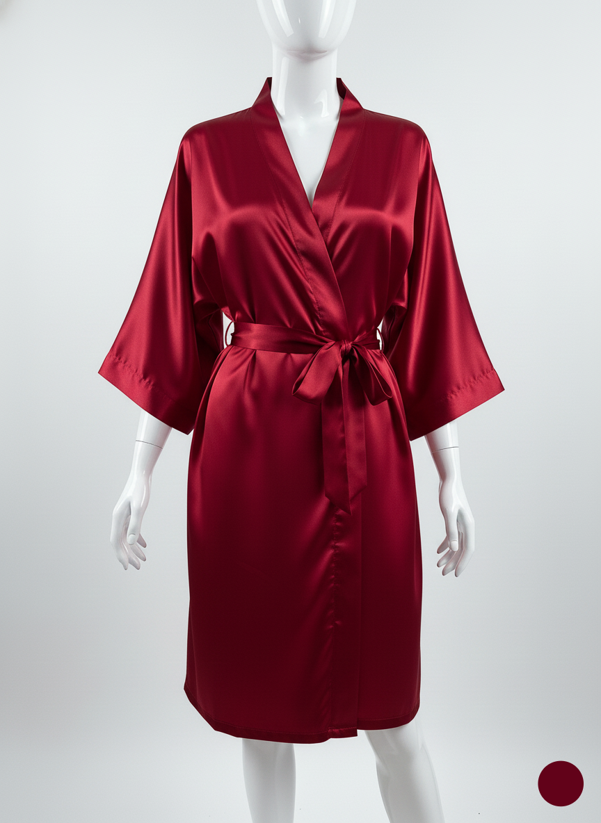 Kimono en Satin - StudioSoie - Rouge