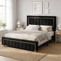 Lit double velours Noir StudioSoie