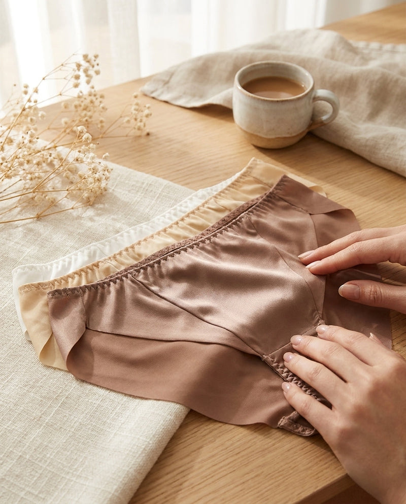 Lot de 3 Culottes en Soie de Mûrier - Sans Couture Respirantes Femme 100% Soie Naturelle - StudioSoie