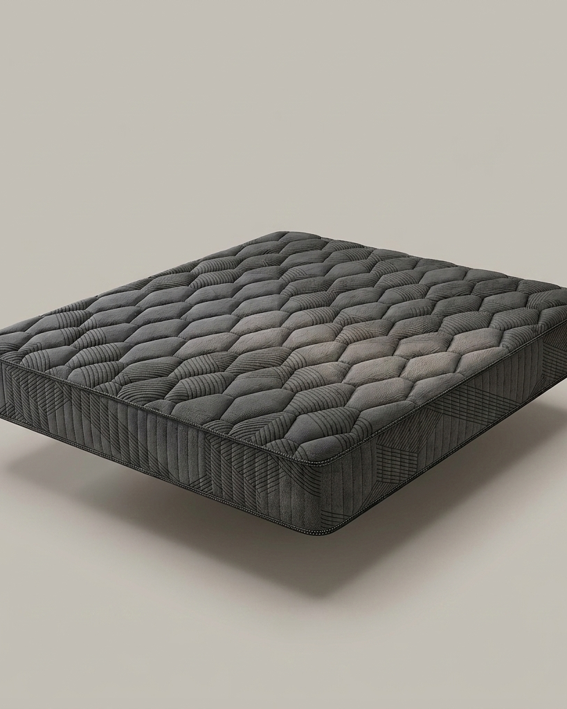 Matelas ressorts ensachés et mémoire de forme, coutil matelassé gris - StudioSoie