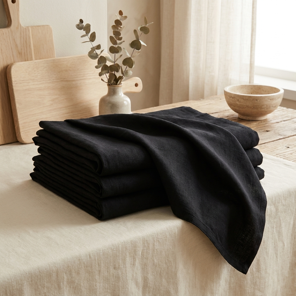 Nappe de Table en Lin 100% - noir - StudioSoie