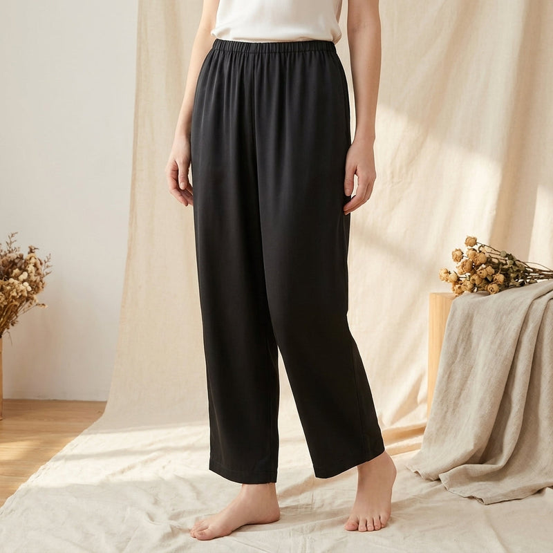 Pantalon Droit en Soie de Mûrier - Coupe Fluide Taille Élastique Femme 100% Soie - StudioSoie