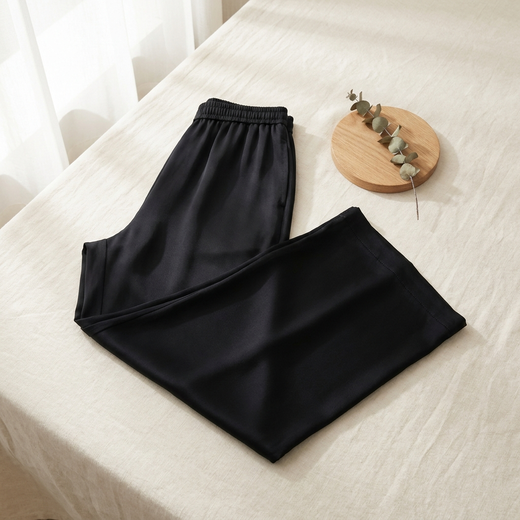 Calças Fluídas - 93% Seda Natural