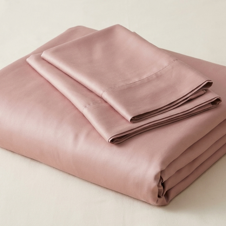 Parure de lit lyocell & bambou rose poudré - StudioSoie