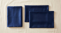 Parure de lit 3 pièces en satin glossy bleu marine - StudioSoie