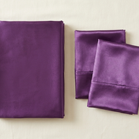 Parure de lit 3 pièces en satin glossy violet - StudioSoie