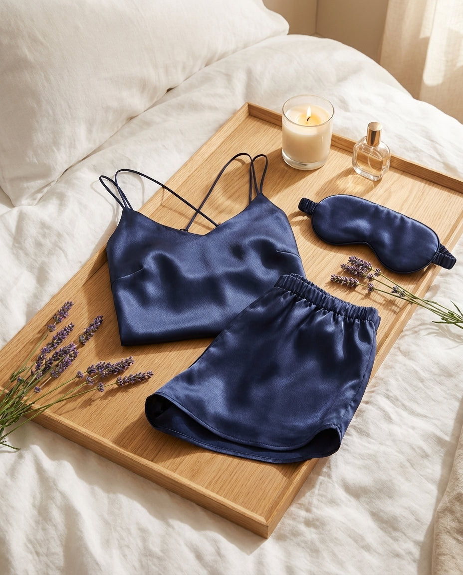 Sommerpyjama aus Seide - Kurzarm