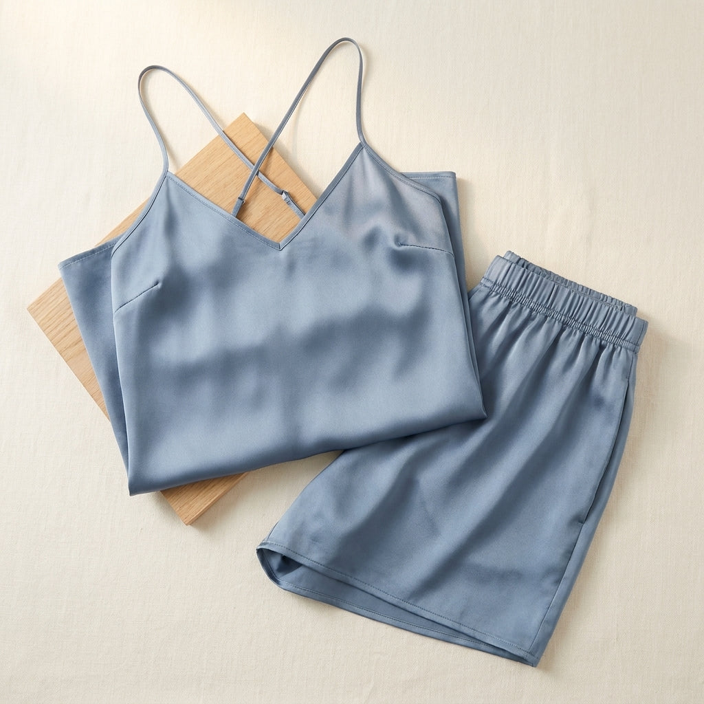 Sommerpyjama aus Seide - Kurzarm