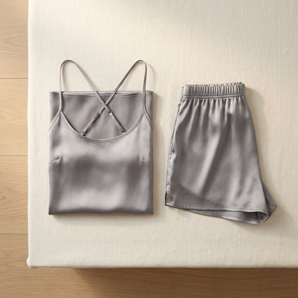 Sommerpyjama aus Seide - Kurzarm