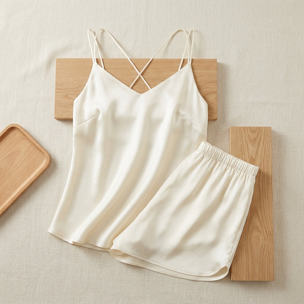 Sommerpyjama aus Seide - Kurzarm