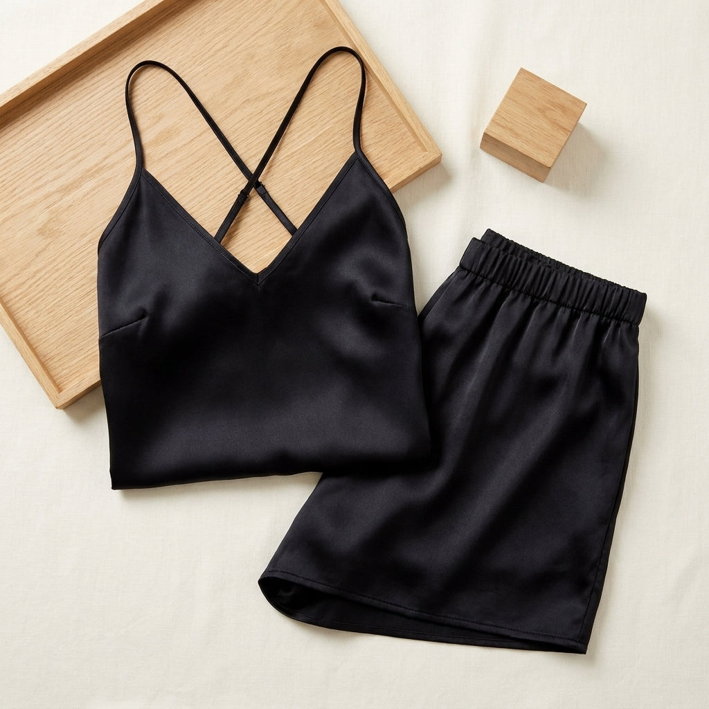 Sommerpyjama aus Seide - Kurzarm