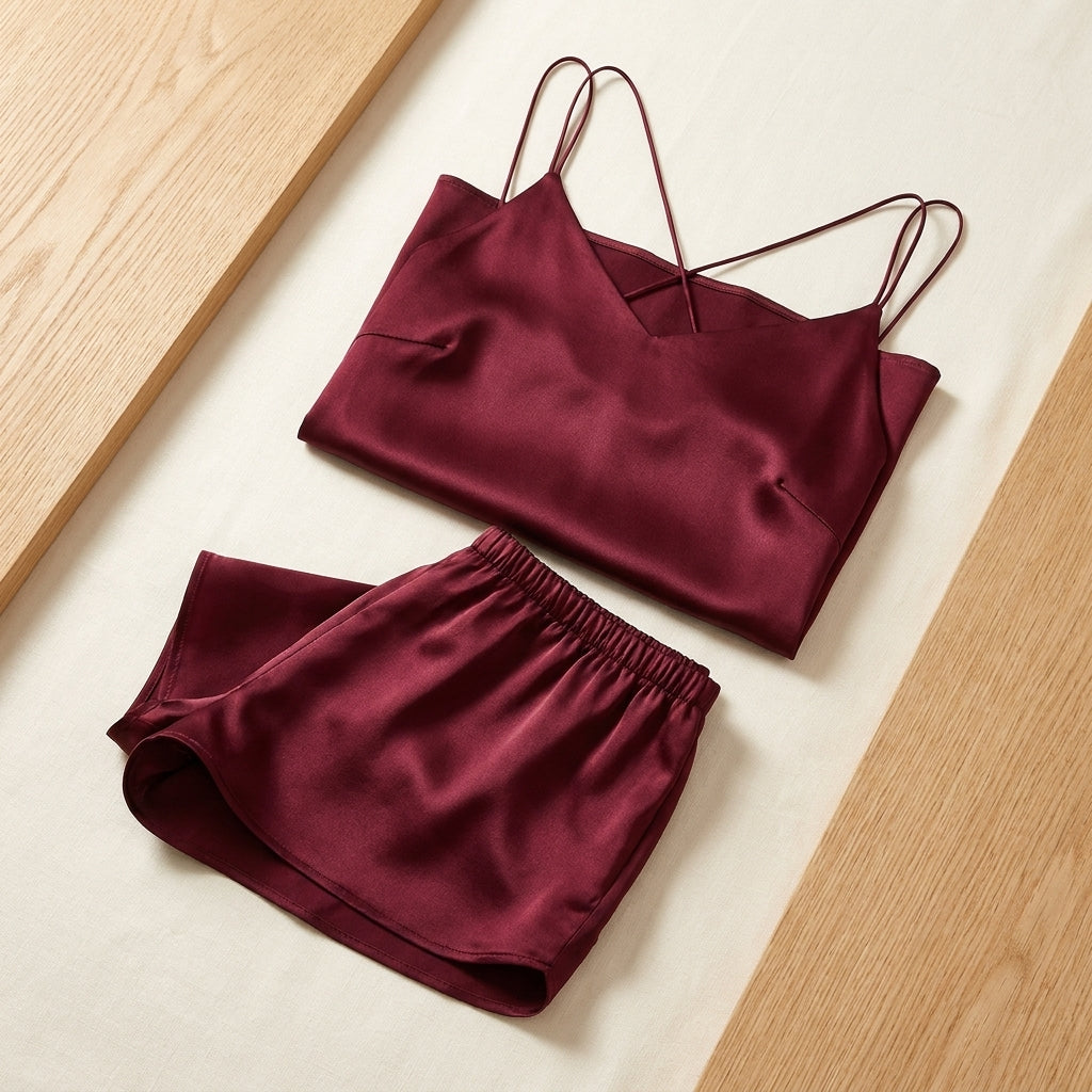 Sommerpyjama aus Seide - Kurzarm