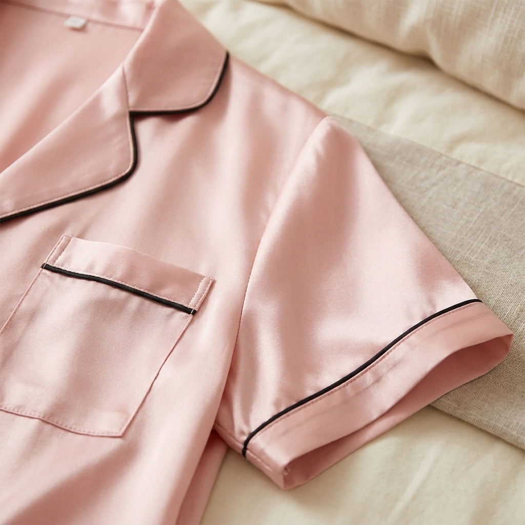Pyjama en Soie de Mûrier 100% – Top Manches Courtes & Short, Femme - StudioSoie - 