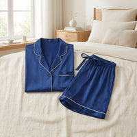 Pyjama en Soie de Mûrier 100% – Top Manches Courtes & Short, Femme - StudioSoie - 