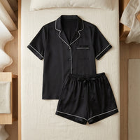 Pyjama en Soie de Mûrier 100% – Top Manches Courtes & Short, Femme - StudioSoie - 