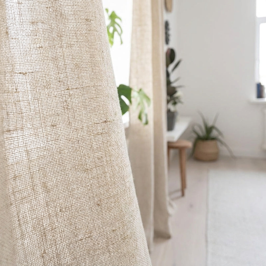 Rideau en Lin Lavé 100% – Tamisant, Tons Naturels - StudioSoie - 