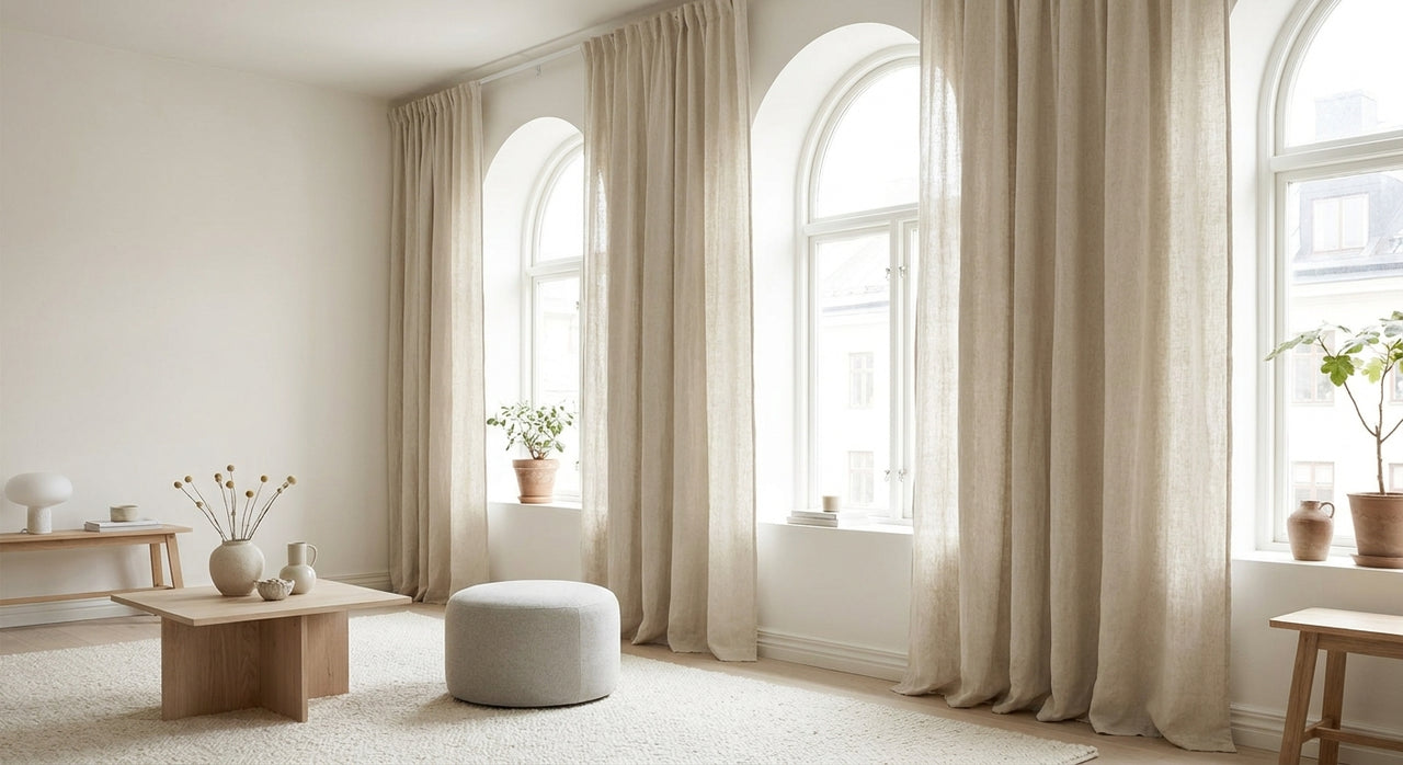 Rideau en Lin Lavé 100% – Tamisant, Tons Naturels - StudioSoie - 