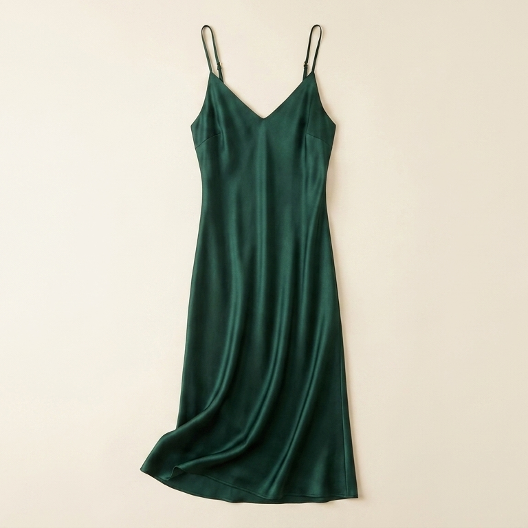 Robe caraco en soie de mûrier 21 momme vert pin - StudioSoie