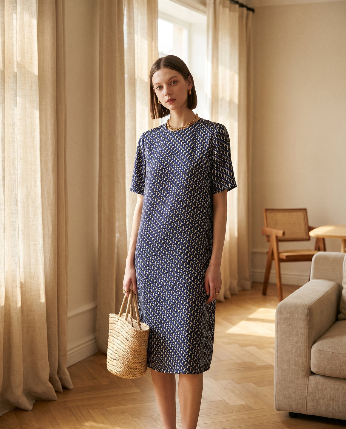 Robe droite en sergé de soie de mûrier – vue portée – StudioSoie