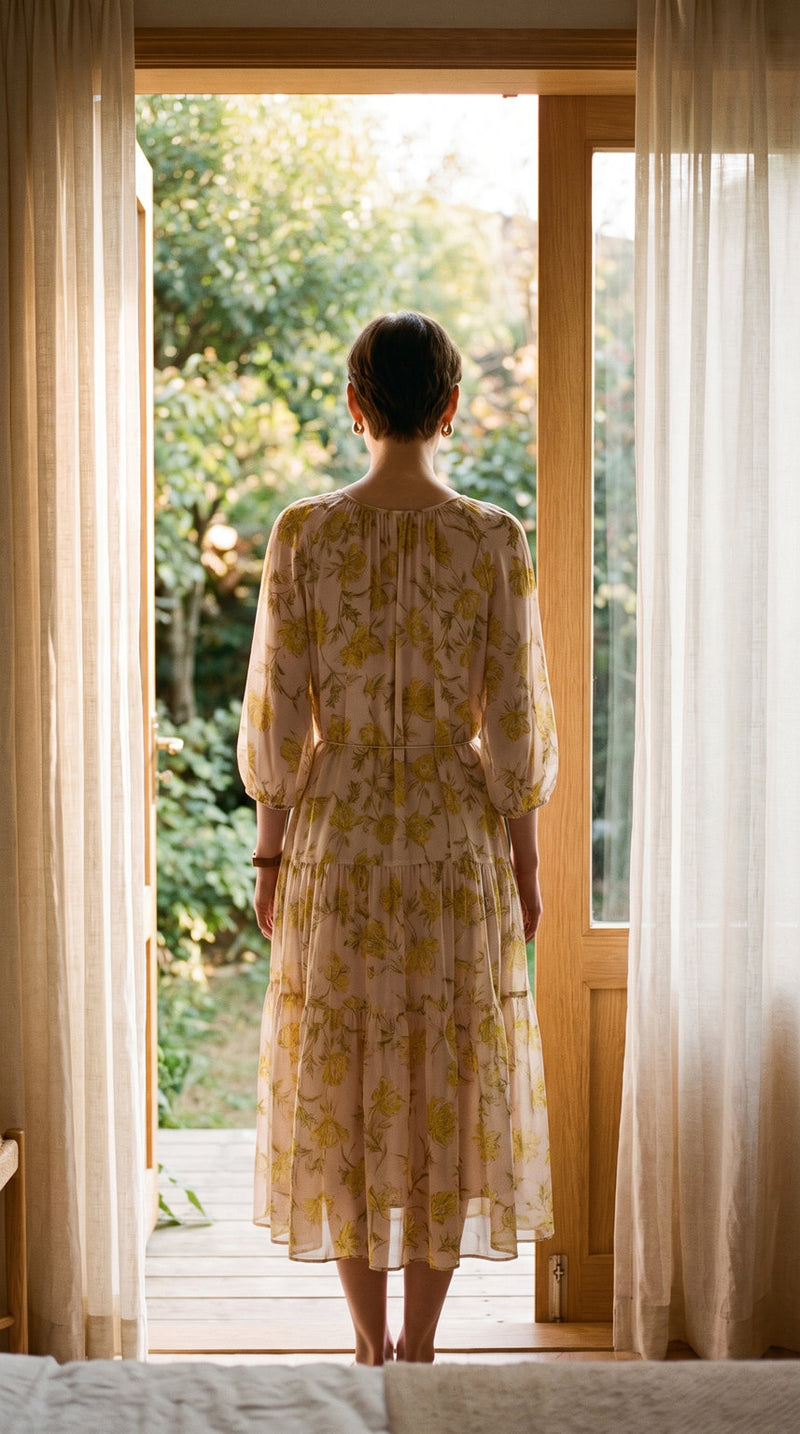 Robe longue en georgette de soie imprimée – visuel 3 – StudioSoie