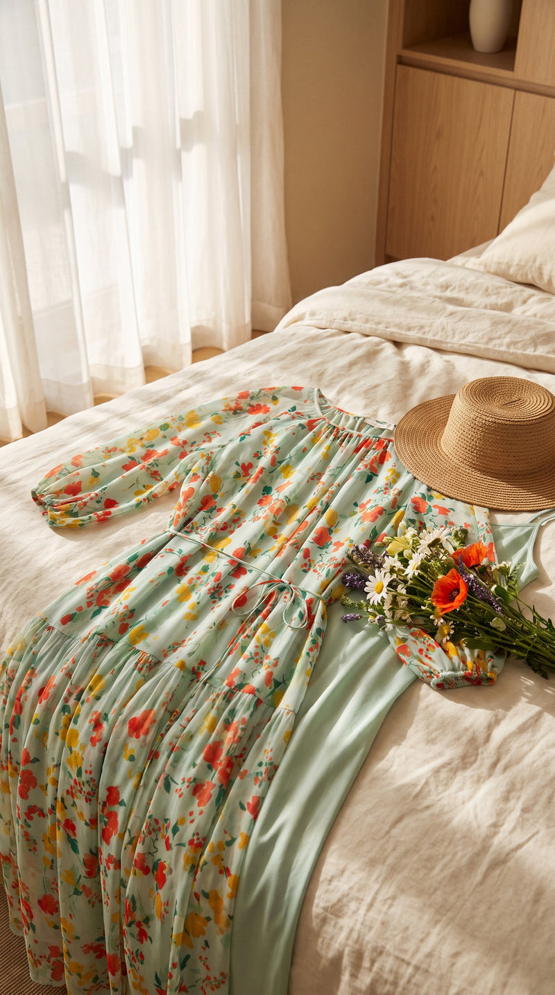 Robe longue en georgette de soie imprimée – visuel 4 – StudioSoie