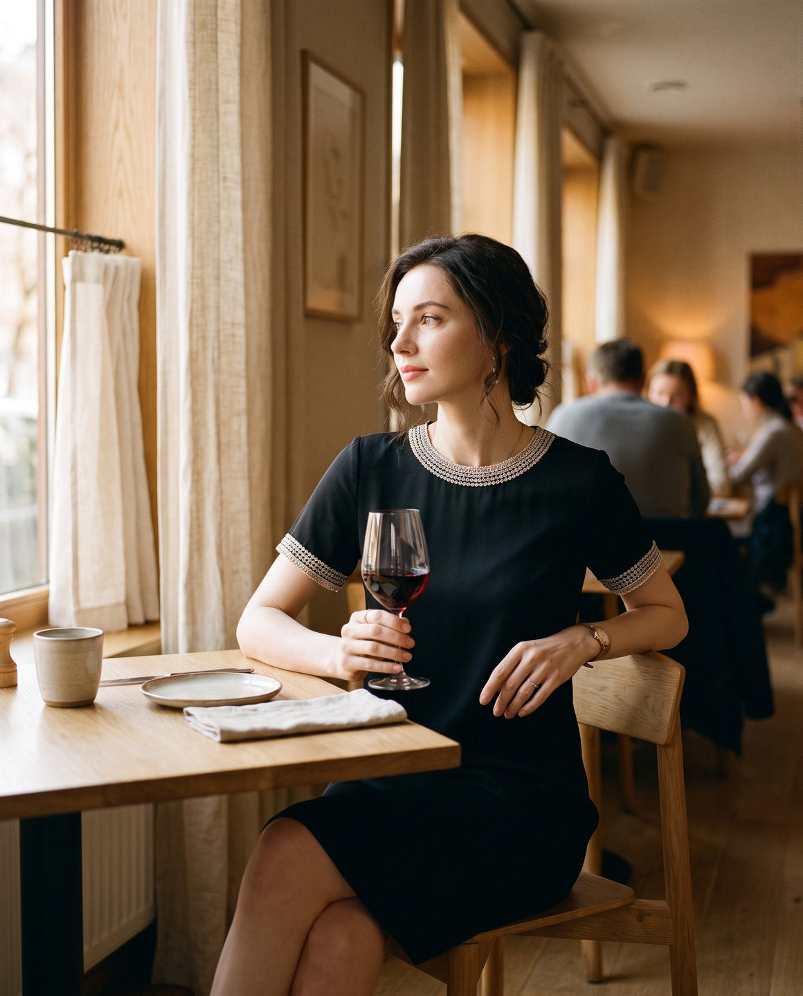 Petite robe noire en soie de Hangzhou – scène de vie – StudioSoie