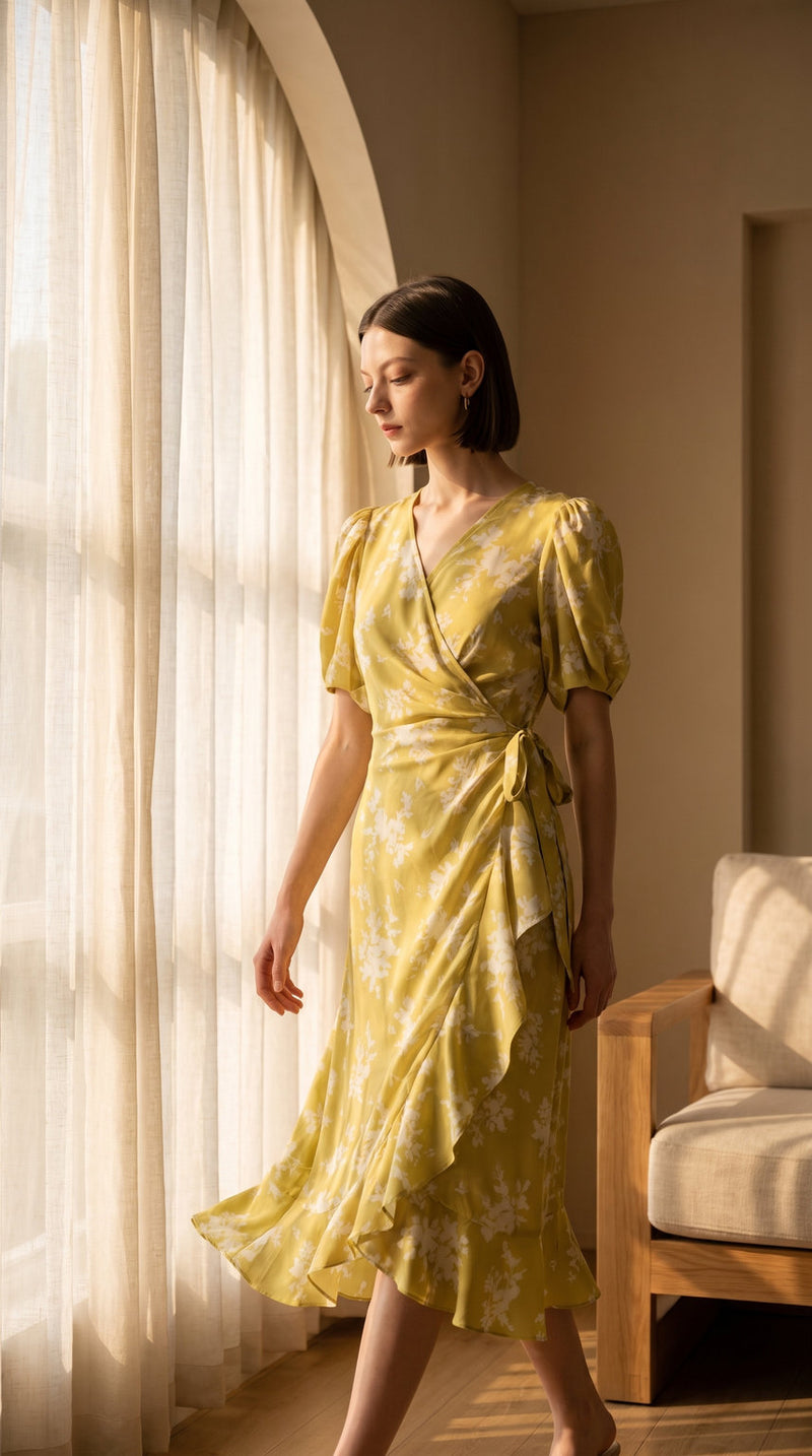 Robe portefeuille en crêpe de soie de mûrier – visuel 2 – StudioSoie