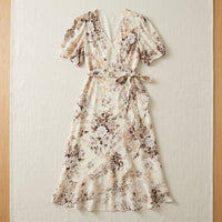 Robe portefeuille en crêpe de soie de mûrier – coloris Imprimé Encre – StudioSoie