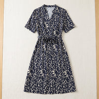 Robe thé en soie de mûrier – coloris Imprimé Marine – StudioSoie