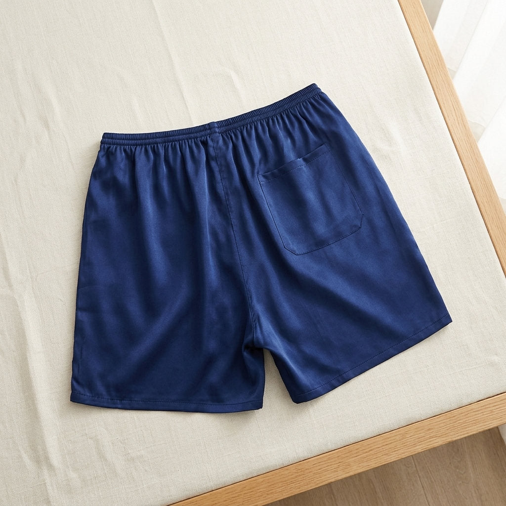 Short de nuit homme en soie de mûrier – coloris Bleu Marine – StudioSoie