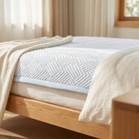 Détail du tissage chevron respirant du surmatelas