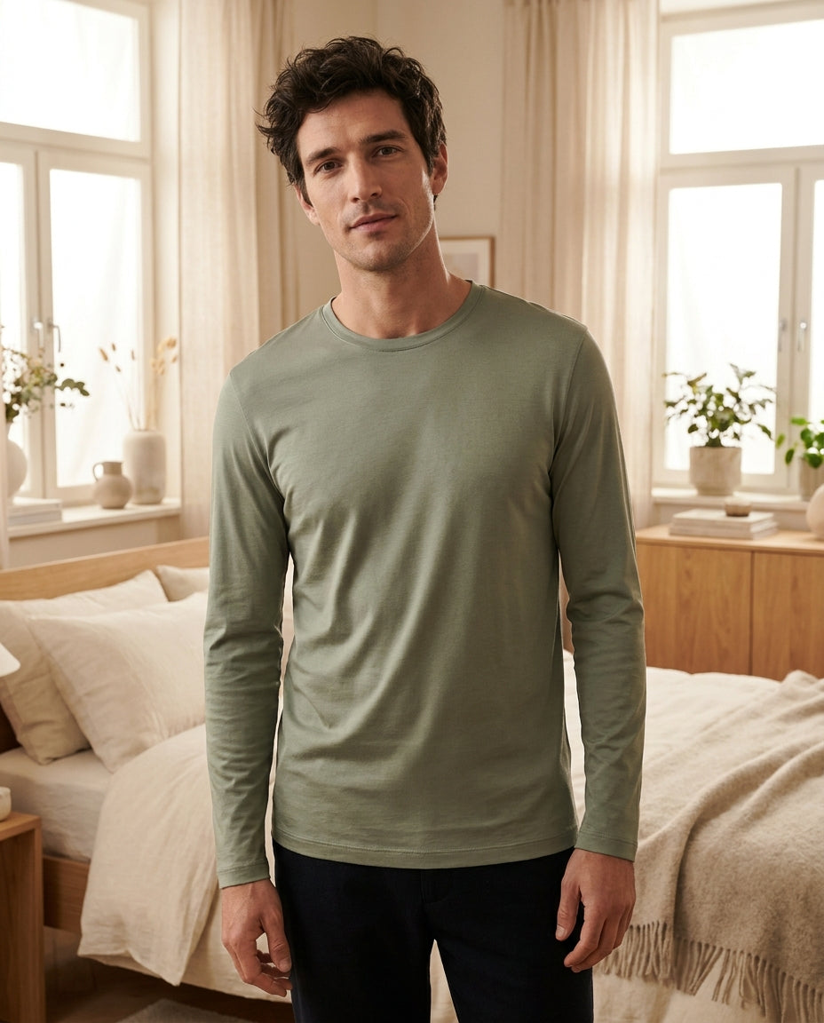 T-Shirt Coton & Soie Manches Longues