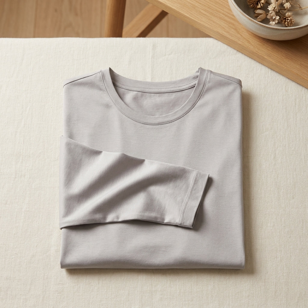 T-Shirt Coton & Soie Manches Longues