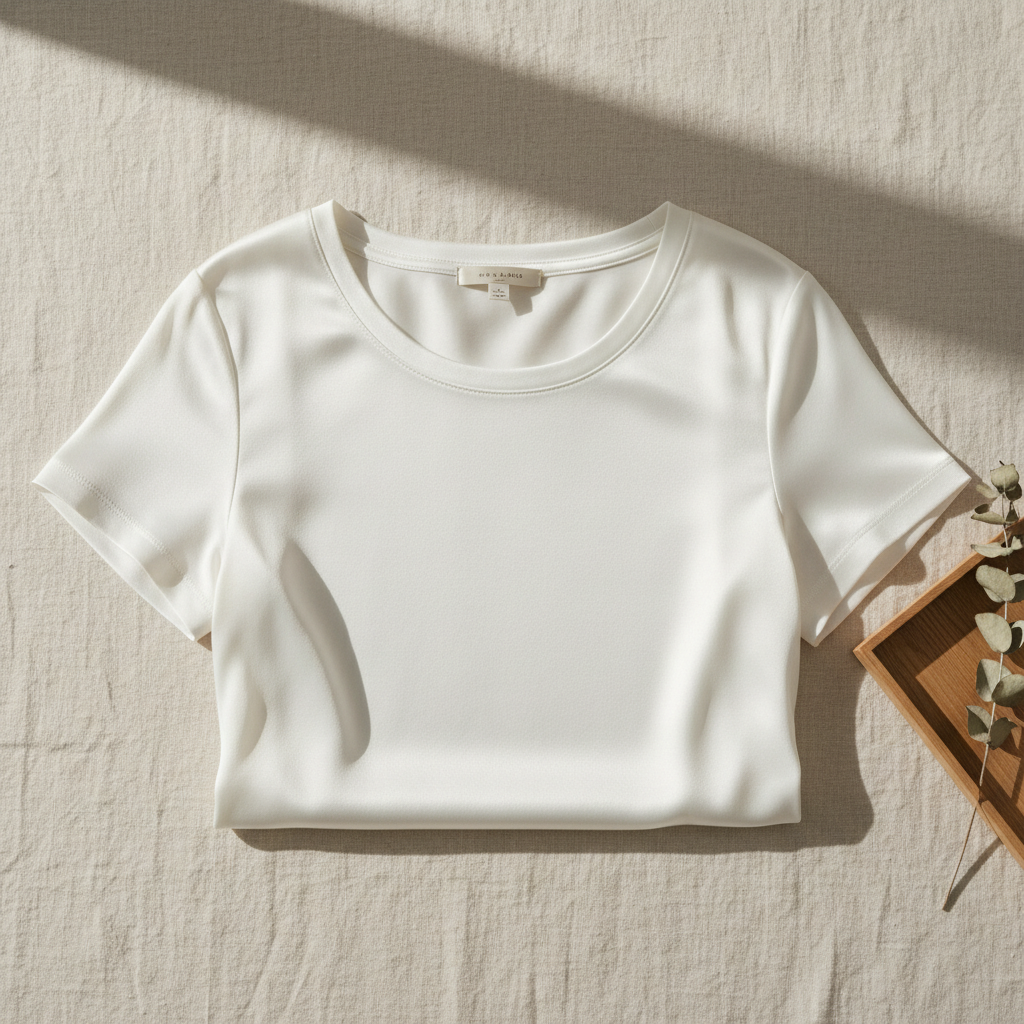 T-Shirt en Soie de Mûrier 100% - Col Rond Manches Courtes - StudioSoie