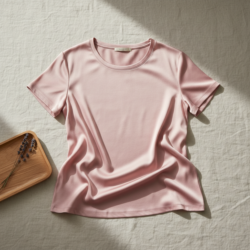 T-Shirt en Soie de Mûrier 100% - Col Rond Manches Courtes - StudioSoie