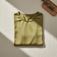 قميص تي شيرت من حرير التوت 100% - ياقة دائرية وأكمام قصيرة