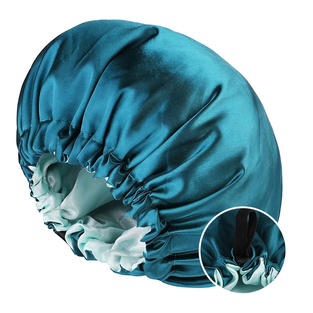 Bonnet en Satin - StudioSoie -  Turquois