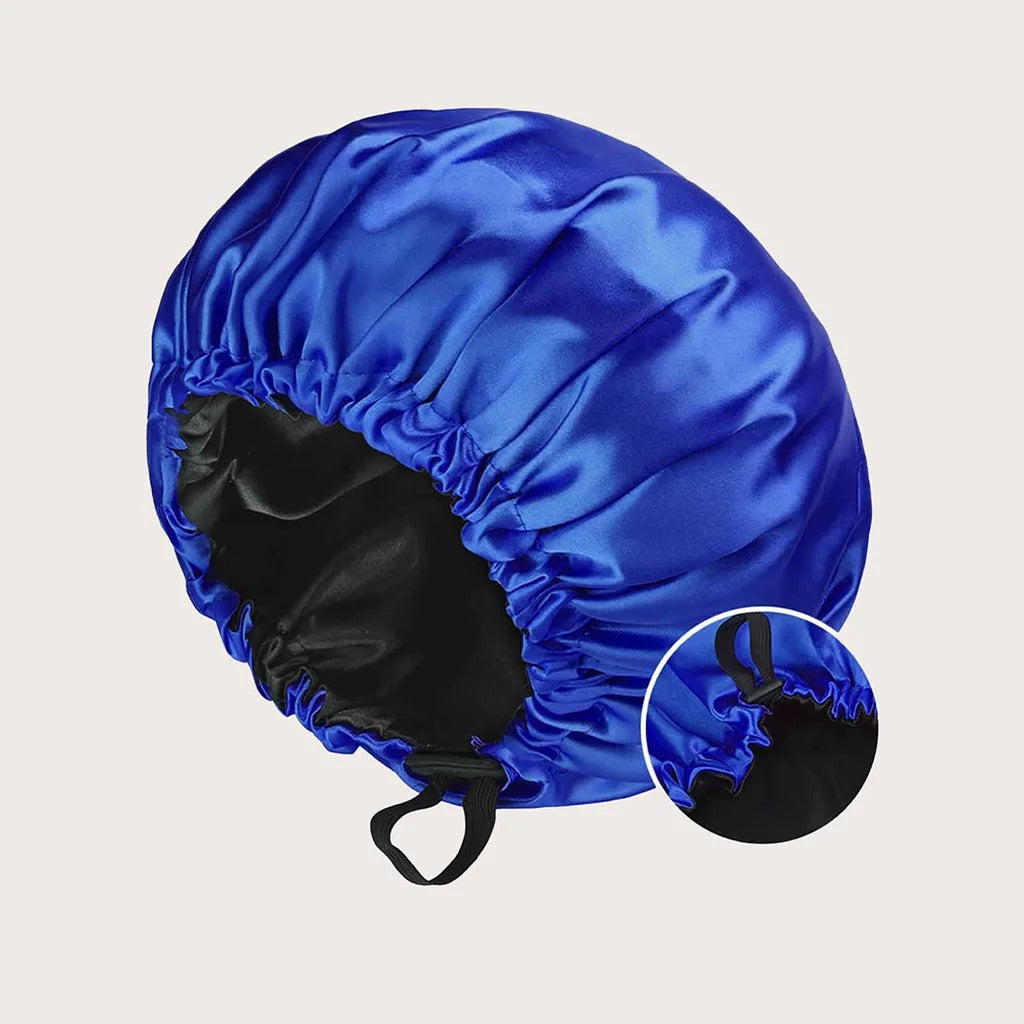 Bonnet en Satin - StudioSoie -  Bleu