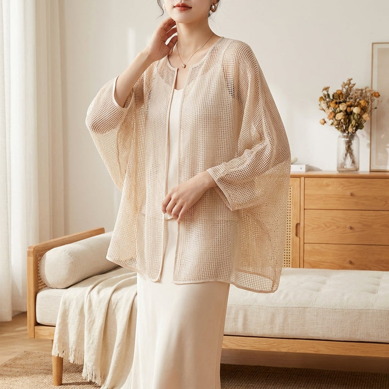Veste Légère en Soie de Mûrier - Cardigan Anti-UV Manches Chauve-Souris Femme - StudioSoie